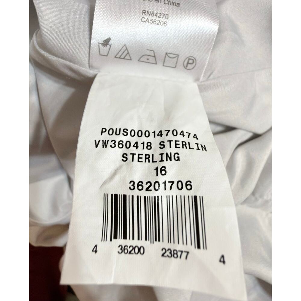 Vera Wang White Sterling Bridesmaid Gown Size 16 Ice Blue Gray Crisscross Back - Picture 11 of 11